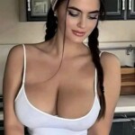 sexy black haired chick in white top busty big tits - www.baconboobsbeer.com